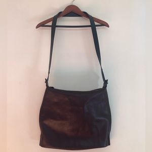 Hester Van Eeghen Burgundy and black leather large crossbody bag
